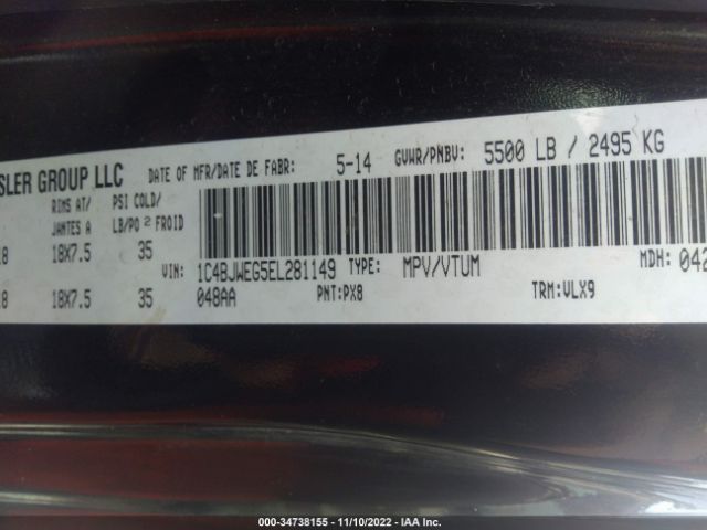1C4BJWEG5EL281149 Jeep Wrangler Unlimited Sahara