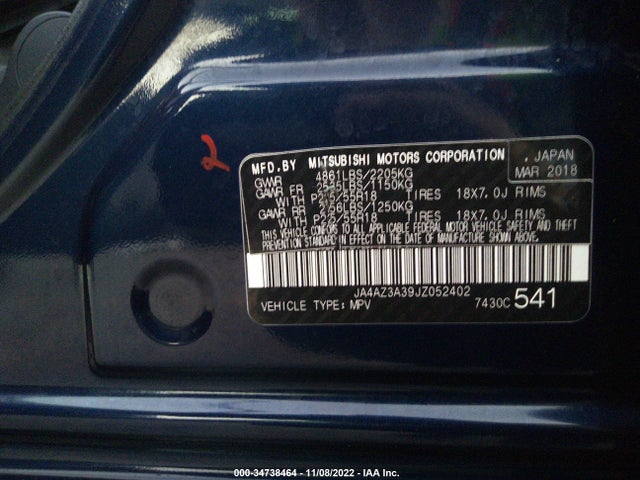 Mitsubishi Outlander Es/se/sel/le 2018 JA4AZ3A39JZ052402 Image 9
