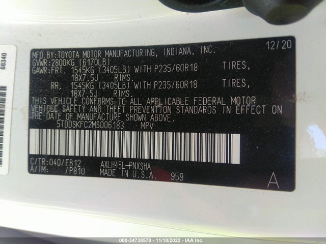 2021 Toyota Sienna, VIN: 5TDDSKFC2MS006183