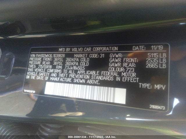 2020 Volvo V60, VIN: YV4102WKXL1039828