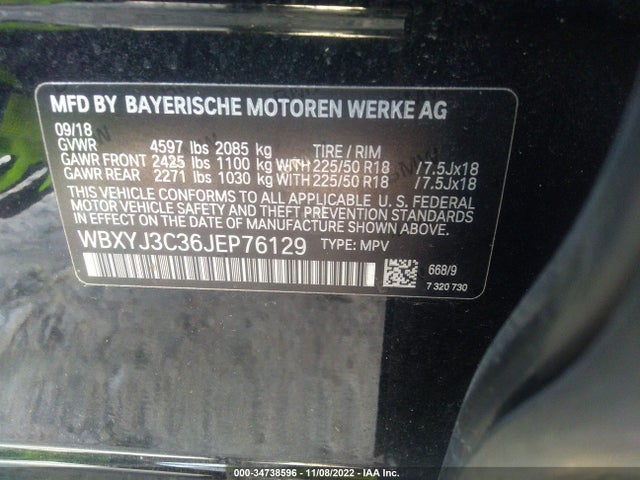 BMW X2 2018 WBXYJ3C36JEP76129 Image 10