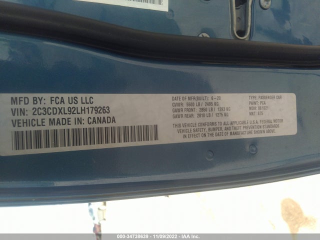 Dodge Charger Srt Hellcat 2020 2C3CDXL92LH179263 Image 9