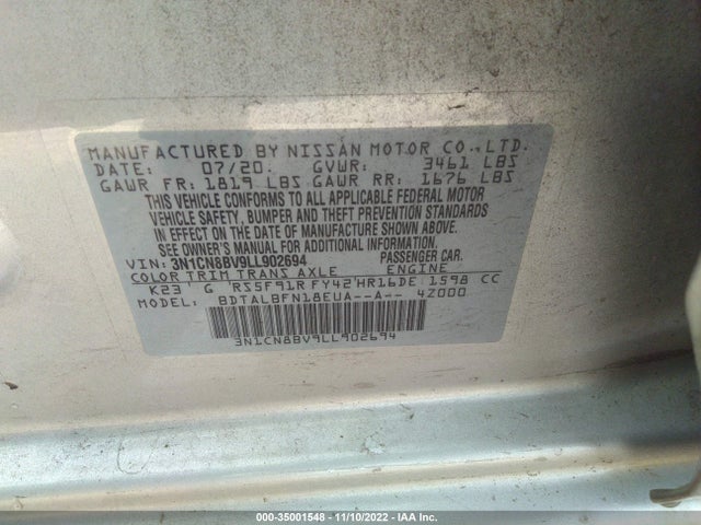 2020 Nissan Versa, VIN: 3N1CN8BV9LL902694