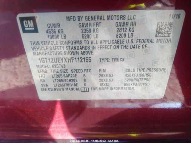 1GT12UEYXHF112155 GMC Sierra 2500hd Denali