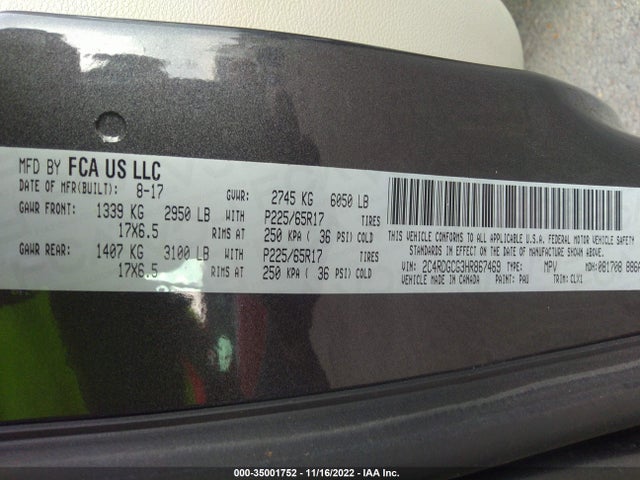 Dodge Grand Caravan Sxt 2017 2C4RDGCG3HR867469 Image 9