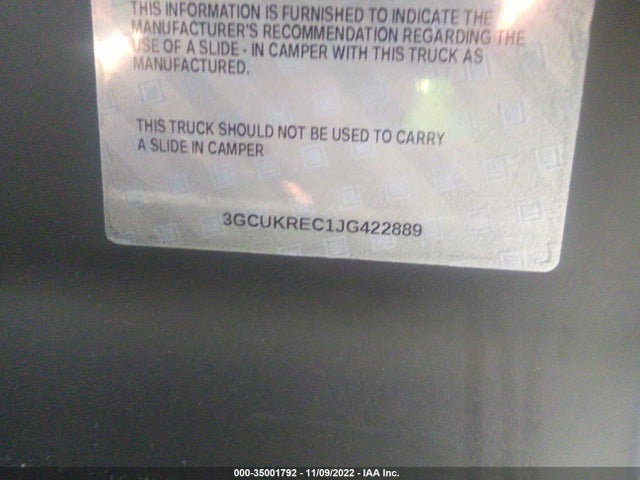 2018 CHEVROLET SILVERADO 1500 LT VIN: 3GCUKREC1JG422889