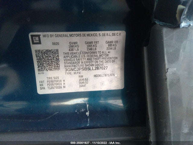 2020 Chevrolet Trax, VIN: 3GNCJPSB5LL287027