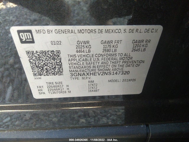 Chevrolet EQUINOX LS 2022 3GNAXHEV2NS147320 Image 9