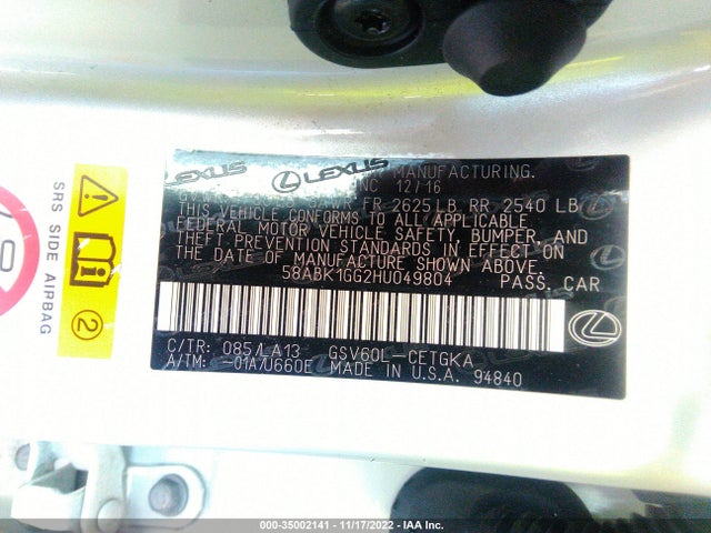 Lexus ES 2017 58ABK1GG2HU049804 Image 9