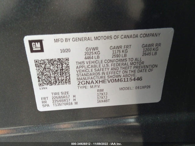 Chevrolet EQUINOX LS 2021 2GNAXHEV0M6115446 Image 9