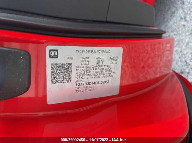 2023 Chevrolet Corvette, VIN: 1G1YB3D44P5108963
