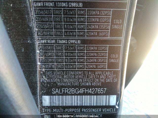 2015 Land Rover LR2, VIN: SALFR2BG4FH427657