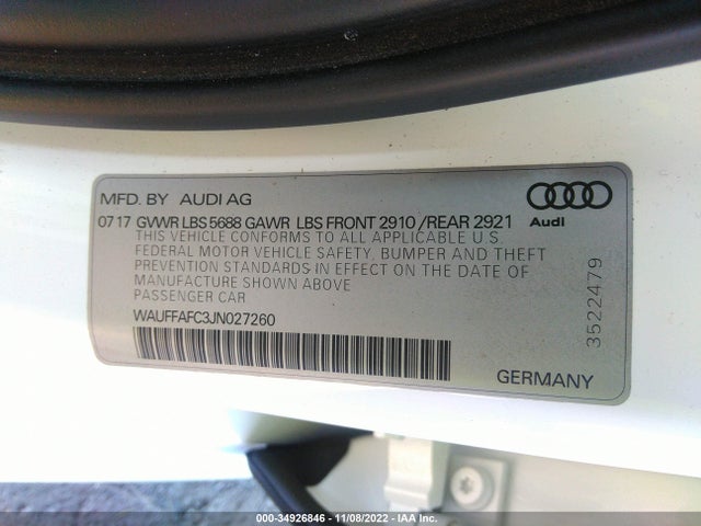 WAUFFAFC3JN027260 Audi S6 Premium Plus