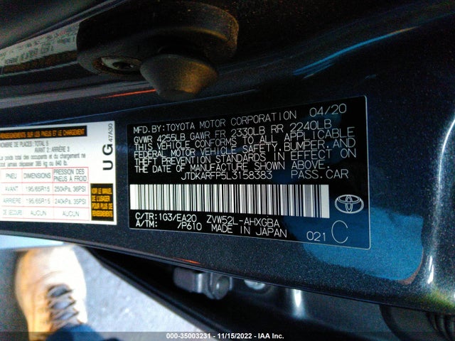 2020 Toyota Prius, VIN: JTDKARFP5L3158383