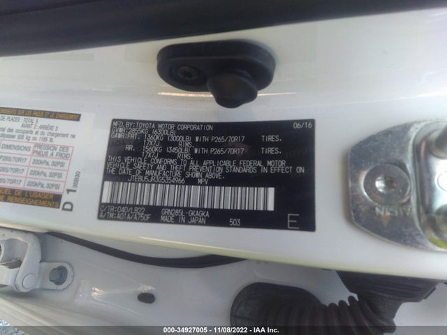 2016 Toyota 4Runner, VIN: JTEBU5JR3G5354966