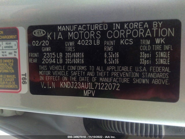 KIA SOUL LX 2020 KNDJ23AU1L7122072 Image 9