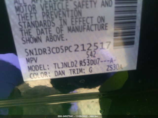 5N1DR3CD5PC212517 Nissan Pathfinder Sl