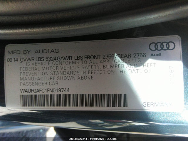 WAUFGAFC1FN019744 Audi A6 3.0t Premium Plus