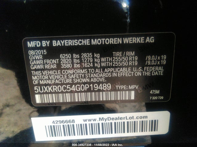 BMW X5 Xdrive35i 2016 5UXKR0C54G0P19489 Image 10
