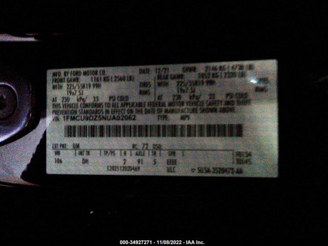2022 Ford Escape, VIN: 1FMCU9DZ5NUA02062