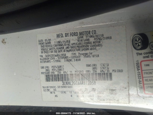 Lincoln MKZ 2010 3LNHL2GC6AR612058 Image 9
