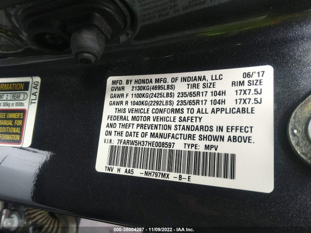 Honda CR-V LX 2017 7FARW5H37HE008597 Image 9