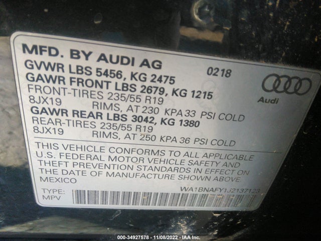 2018 Audi Q5, VIN: WA1BNAFY1J2137123
