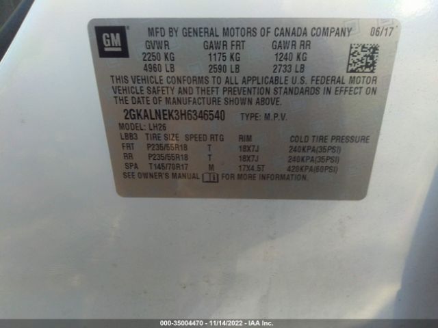 2GKALNEK3H6346540 GMC Terrain Sle