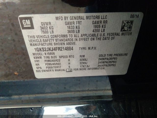 1GKS2JKJ4FR214884 GMC YUKON XL DENALI