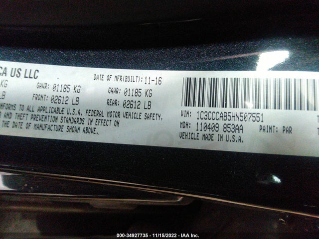 34927735 :رقم المزاد ، 1C3CCCAB5HN507551 vin ، 2017 Chrysler 200 Limited Platinum مزاد بيع