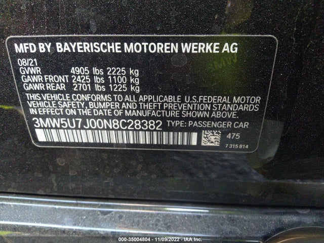 BMW 3 Series M340i 2022 аукцион фото