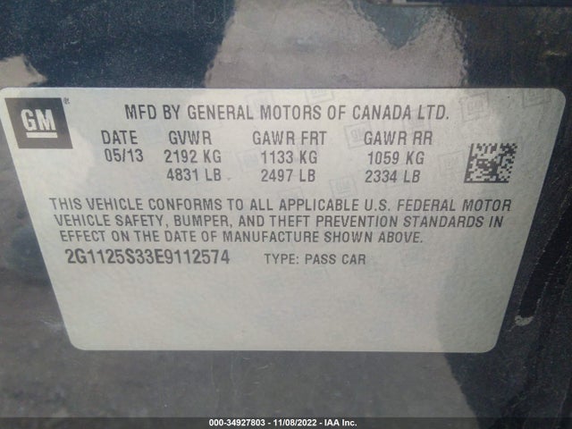 Chevrolet IMPALA LT 2014 2G1125S33E9112574 Image 10