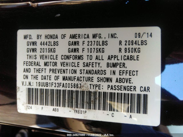 Acura TLX 2015 19UUB1F33FA005667 Image 10