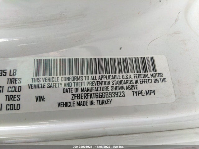 RAM Promaster City Cargo Van Tradesman 2016 ZFBERFAT6G6B93923 Image 10