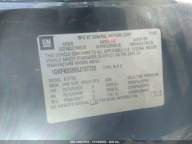 GMC YUKON DENALI 2008 1GKFK63868J197730 Image 11