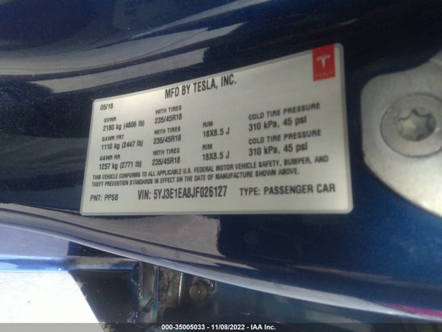 Tesla Model 3 Range Battery 2018 5YJ3E1EA8JF026127 Image 10