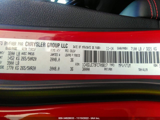 Dodge Durango R/t 2015 1C4SDJCT9FC709817 Image 9