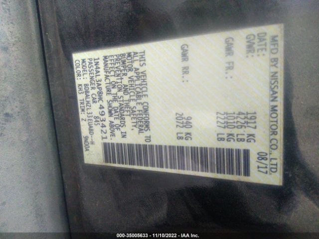 1N4AL3AP8HC493421 Nissan Altima 2.5 Sr