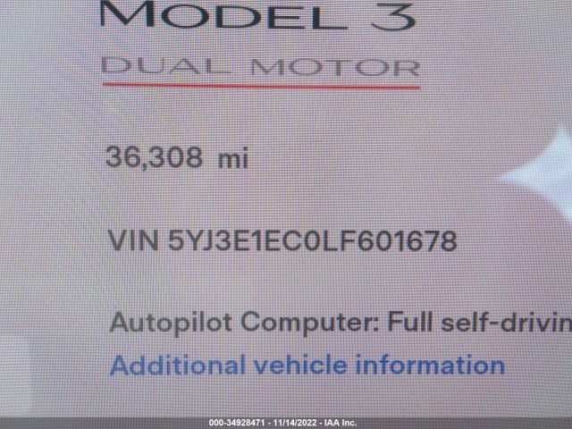 Tesla Model 3 Performance 2020 5YJ3E1EC0LF601678 Image 8
