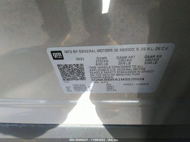 2021 Chevrolet Blazer, VIN: 3GNKBBRA1MS570024