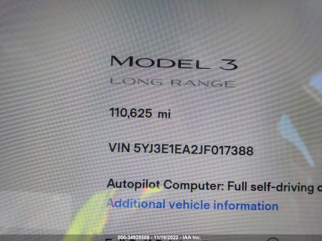 Tesla Model 3 Range Battery 2018 5YJ3E1EA2JF017388 Image 8