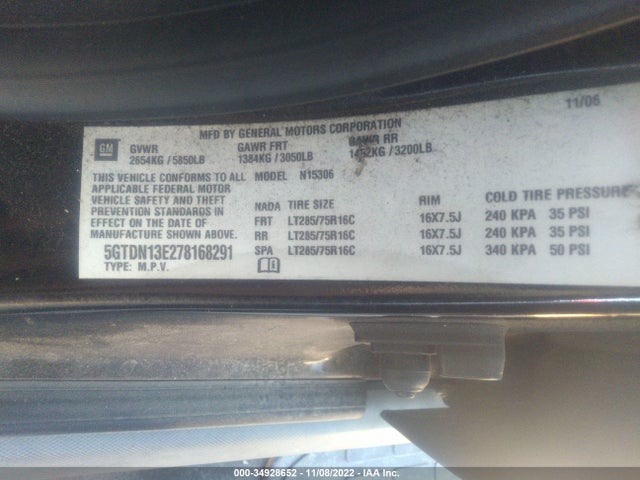 5GTDN13E278168291 Hummer H3 SUV