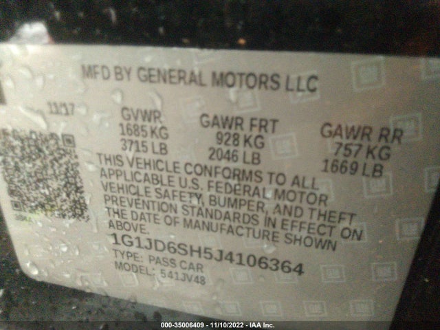 2018 Chevrolet Sonic, VIN: 1G1JD6SH5J4106364