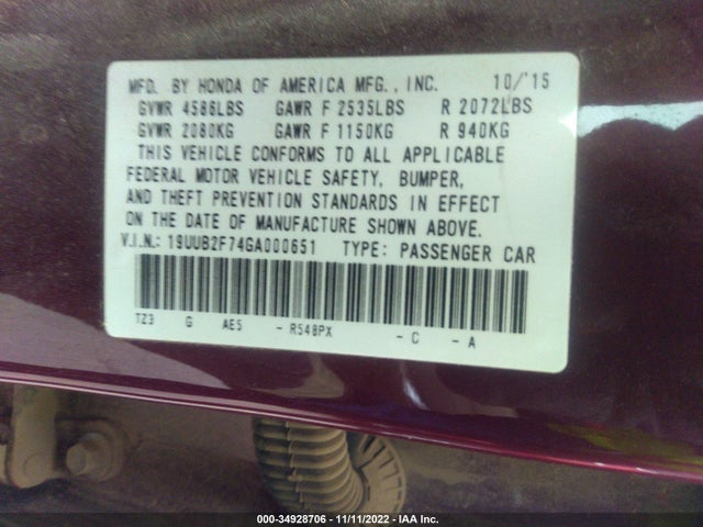 Acura Tlx V6 Advance 2016 19UUB2F74GA000651 Image 9