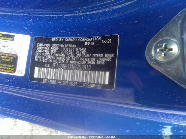 2022 Subaru BRZ, VIN: JF1ZDBE1XN9702912