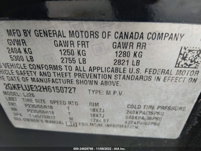 2017 GMC Terrain, VIN: 2GKFLUE32H6150727
