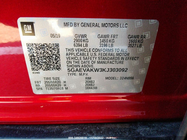 2019 Buick Enclave, VIN: 5GAEVAKW3KJ303092