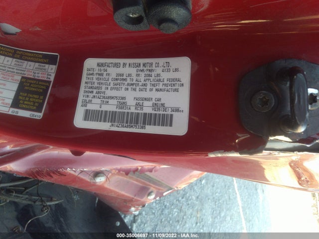 Nissan 350Z 2005 JN1AZ36A85M753385 Image 10