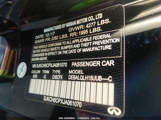 2018 Infiniti QX30, VIN: SJKCH5CPXJA061070