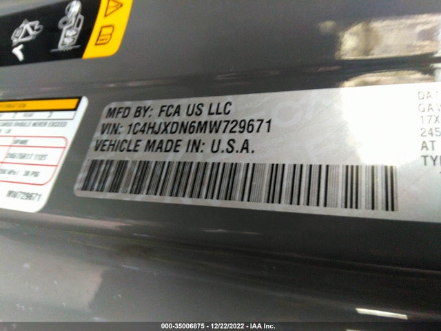 2021 Jeep Wrangler, VIN: 1C4HJXDN6MW729671